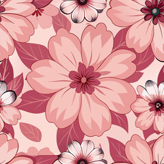 Seamless Blush Pink Flower Pattern Vector Background