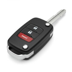 Car Key Fob Isolated on White Background Close Up View