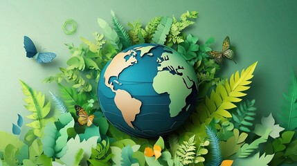 Modern Creative Earth Day Design Template with Nature Elements