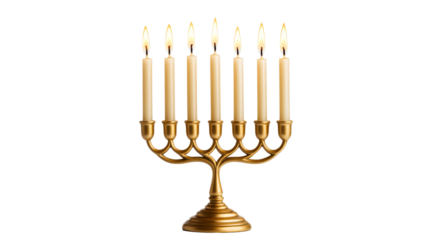 Elegant menorah with eight candles for celebration during Hanukkah