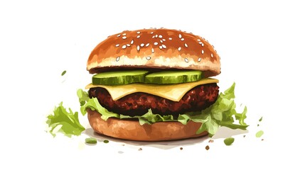 Vegan Burger with Plant-Based Patty and Avocado