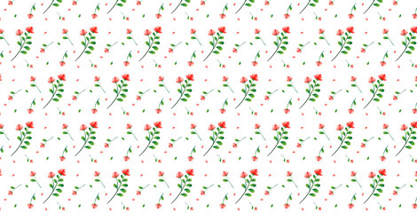 floral background, seamless pattern with red flowers