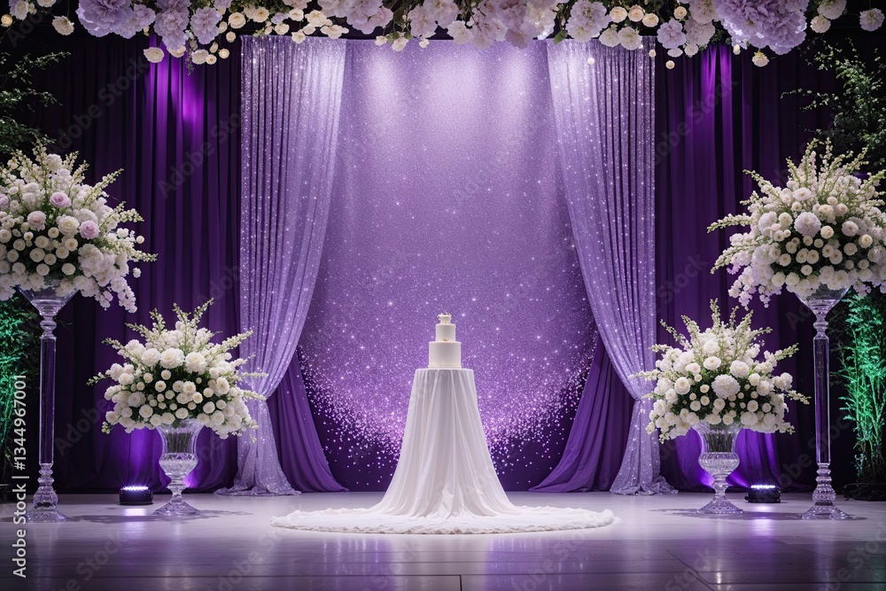 Poster luminous amethyst background with sparkling gradient for sophisticated wedding event backdrop