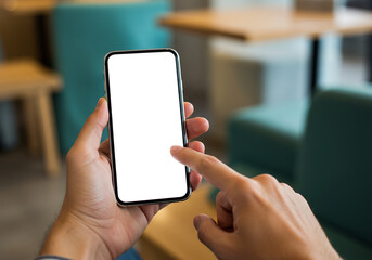 Realistic mockup set of various blank templates including pouch bag, box, smartphone in hand, and open magazine on neutral backgrounds