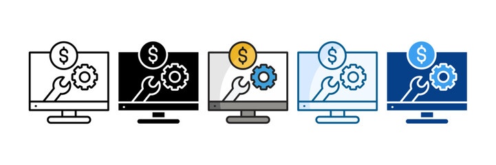 Financial System Icon Set Multiple Style Collection