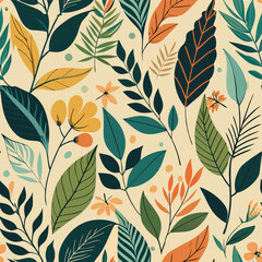 Foliage Vector Wall Art Template with Botanical Elements