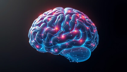 Human Brain Illuminated by Golden Sunlight: Symbol of Intelligence, Creativity, and Neuroscience, Perfect for Medical, Educational, or Conceptual Themes