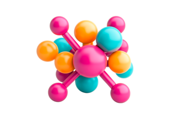 Colorful molecular model made of plastic balls and rods