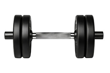 Naklejka premium Classic black dumbbell with rubber plates for strength training