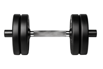 Classic black dumbbell with rubber plates for strength training