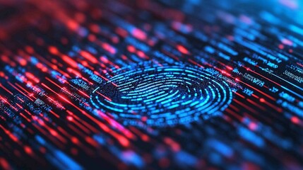 Abstract Technology Background Featuring Fingerprint and Data Streams