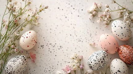 Elegant Rustic Easter Template with Floral Design and Colorful Eggs
