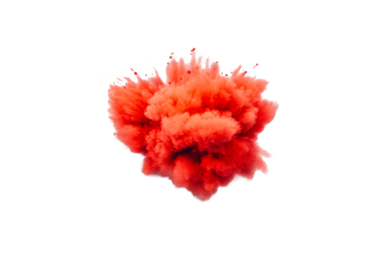 Bright red smoke explosion on a transparent background