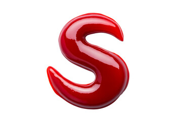 Naklejka premium Glossy red ketchup swirl on transparent background