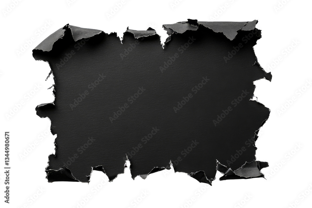 Canvas Prints torn black paper with jagged edges on transparent background