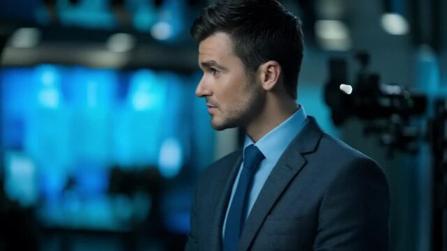 The man stood confidently at the podium, engaging the audience with his dynamic presentation style and compelling insights.