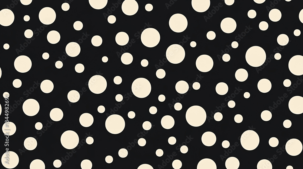 Poster seamless black and white polka dot pattern with a retro and modern aesthetic creating a bold visual 