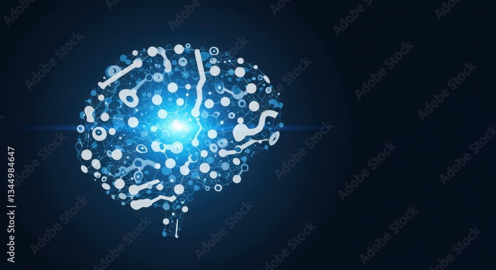 Poster digital brain concept: futuristic neural network and ai technology visualization