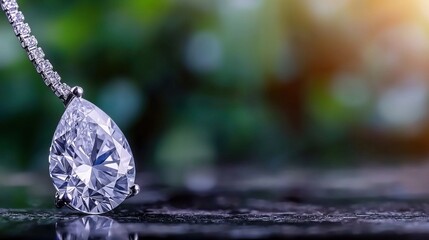 Pear-shaped diamond pendant