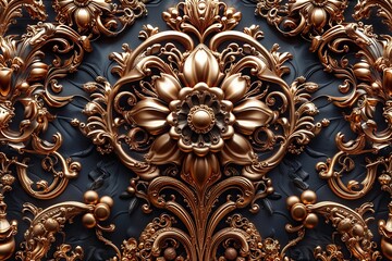 Lavish Intricate Bronze Background with Stylish Texture in 3D Rendering