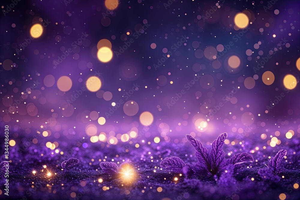 Poster vibrant violet abstract background with enchanting bokeh and flickering lights