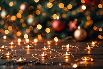 Bronze Flickering Lights and Richness in a Festive Yuletide Bokeh Background