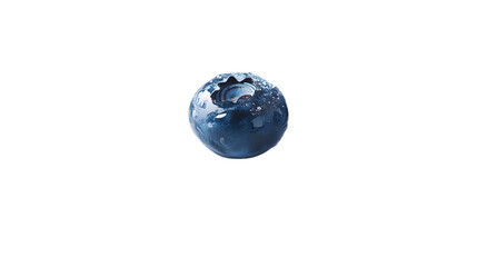 Closeup of a single juicy blueberry with water droplets dark background