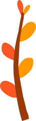 vector illustration of leaf branch with autumn color. hand drawn floral leaf ornament.