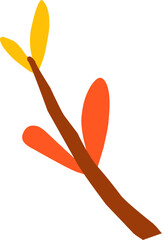 vector illustration of leaf branch with autumn color. hand drawn floral leaf ornament.