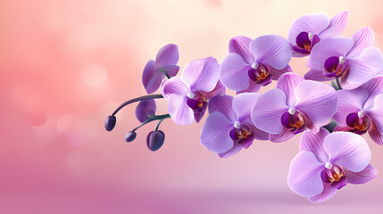 Fototapeta premium Elegant Purple Orchids with Pink Background