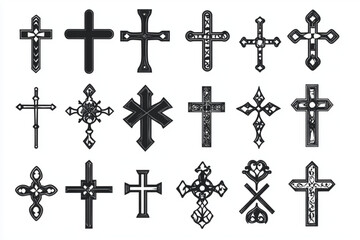 Diverse Collection of Black and White Cross Designs -