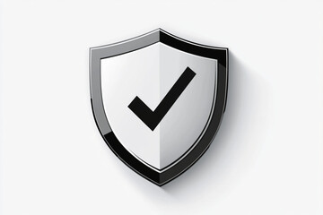A shield with a checkmark on a white background image