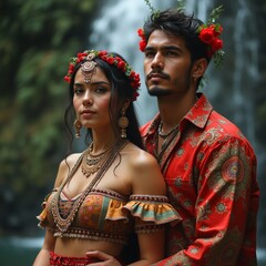 indian couple in traditional costume
