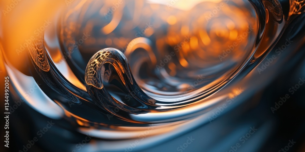 Poster abstract fluid wave: a captivating abstract image featuring a dynamic swirl of metallic liquid, the 