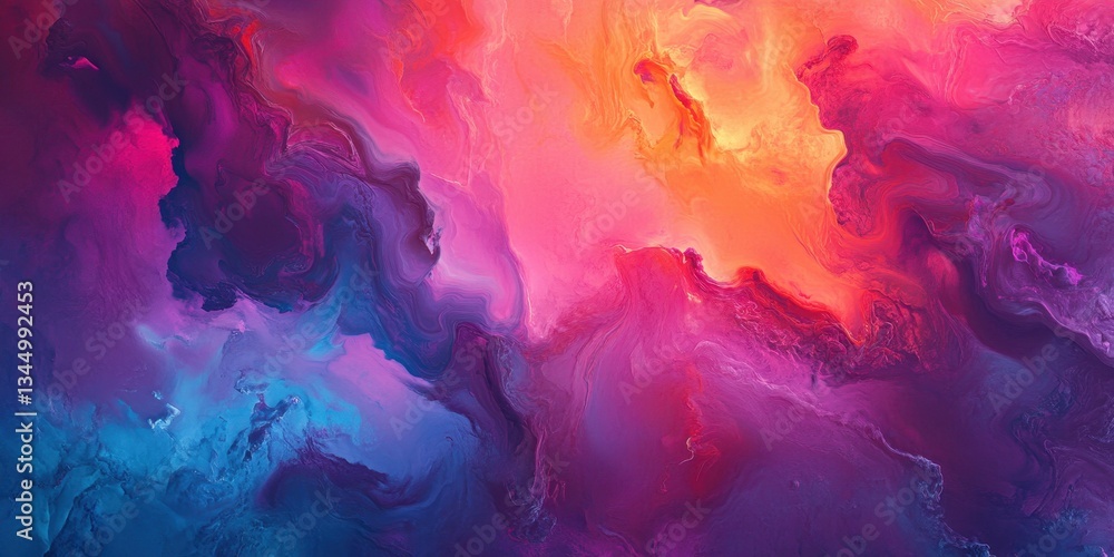 Poster abstract nebula: a vibrant and dynamic abstract representation of a nebula, swirling with a kaleidos