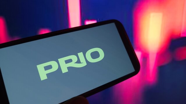 Konskie, Poland - March 14, 2025: Prio SA company logo displayed on mobile phone