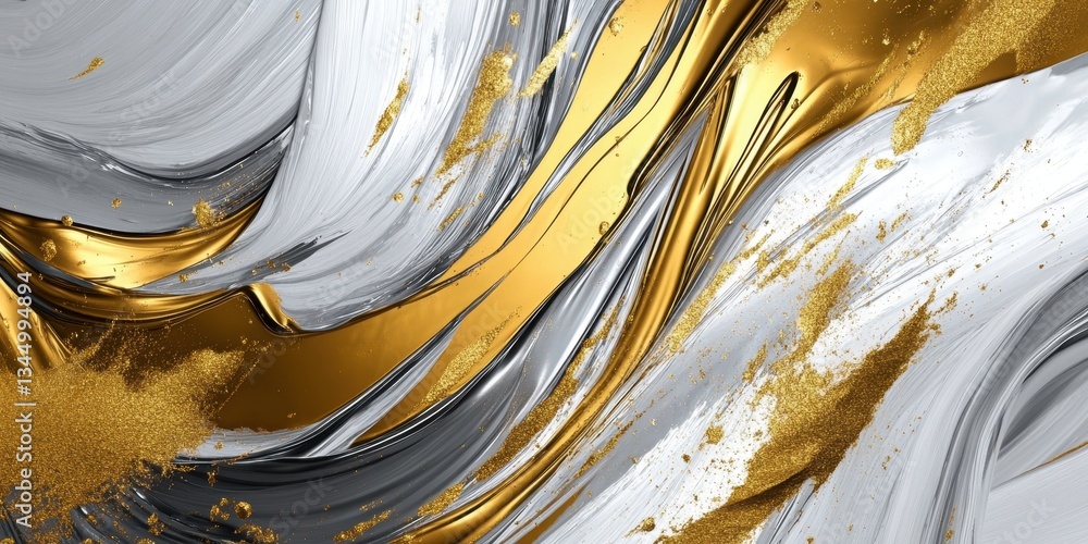 Poster golden and gray swirl: a dynamic composition of swirling golden and gray textures creates a luxuriou