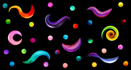 Bright colorful gradient elements, vector brush, liquid color shapes for posters, illustrations, backgrounds, for your design project.