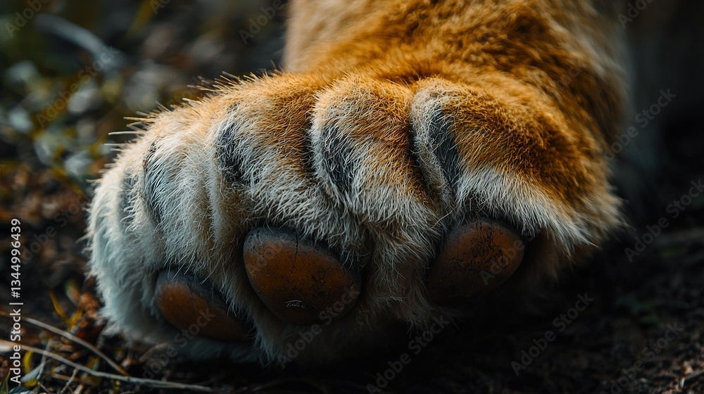 Poster a close-up of a cat's paw with its claws extended and visible