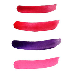 Watercolor brush strokes in vector, red and purple on a white background. Vector illustration