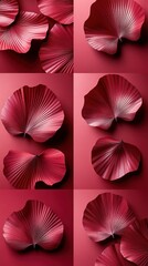 Beautiful stylized red leaves on a dark background and square layout