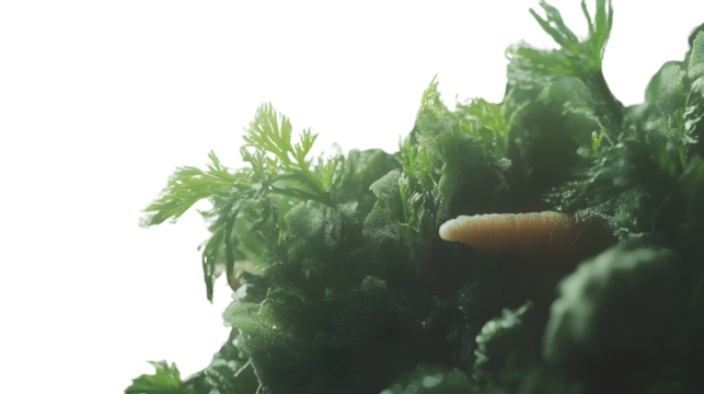 Closeup of Lush Green Foliage with Orange Element