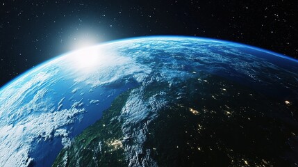 Obraz premium Stunning 3D Rendering of Earth with Detailed Continents and Atmosphere