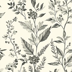 Elegant vintage floral illustration with botanical elements monochrome style high resolution picture