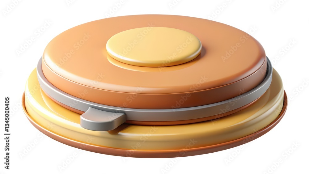 Poster orange circular object with lid on white background