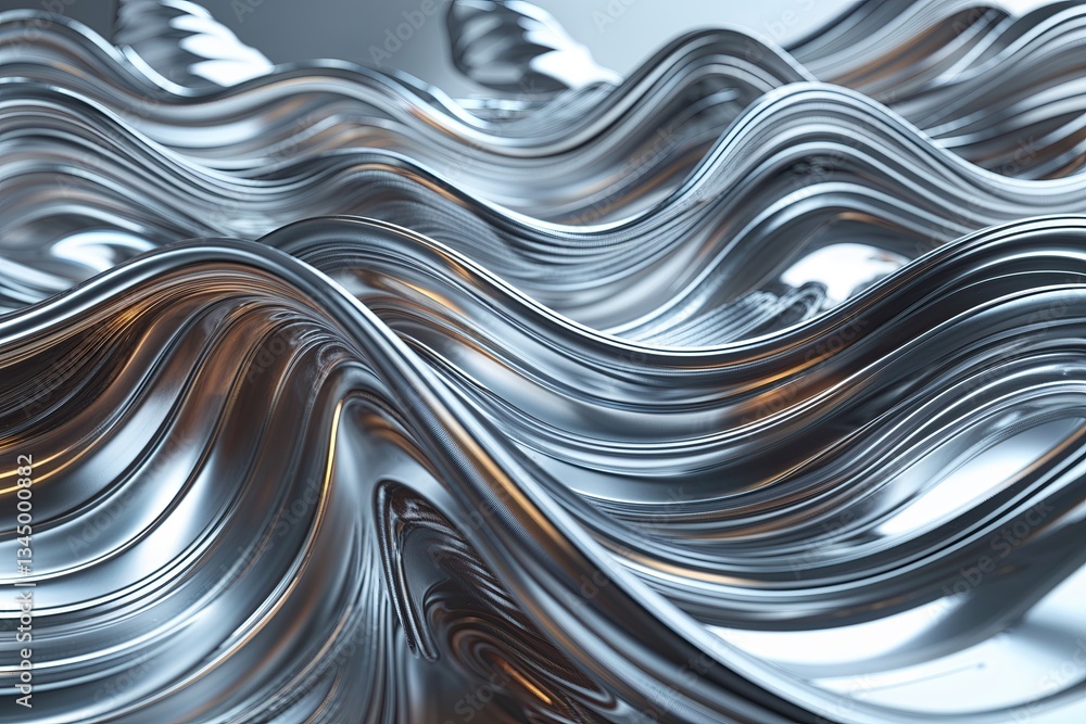 Poster dynamic metallic wave background with futuristic glossy alloy texture