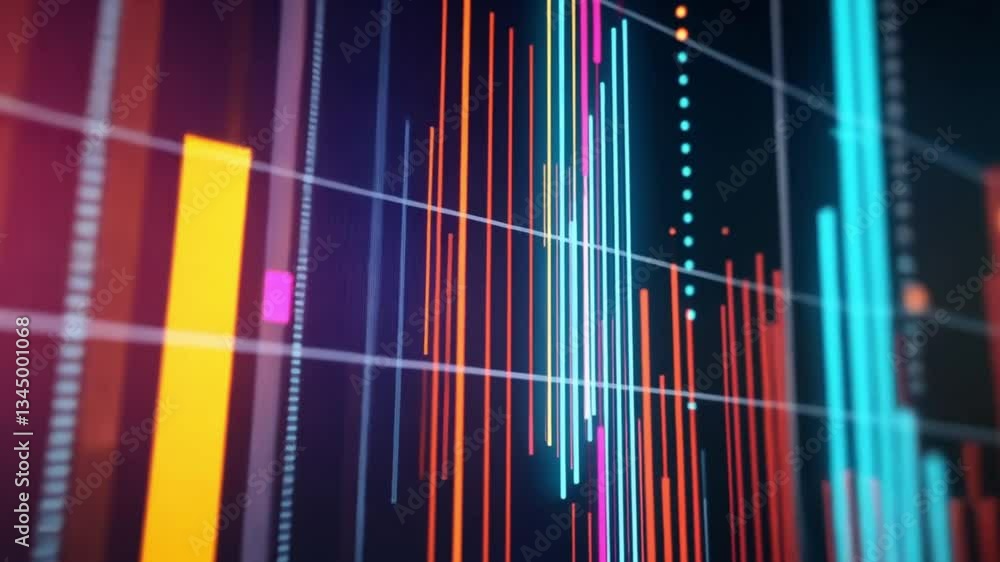 Aufkleber colorful digital data visualization with vibrant graphs and lines