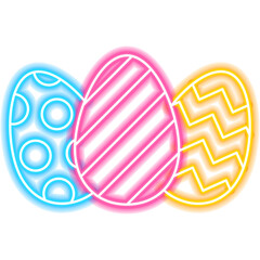 Happy Easter Three Egg Sign. Illustration of Religious Holiday. Seasonal Greetings.