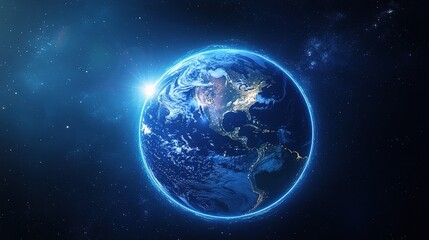 Fototapeta premium Stunning Earth View With Blue Hues For A Celebration Poster Design
