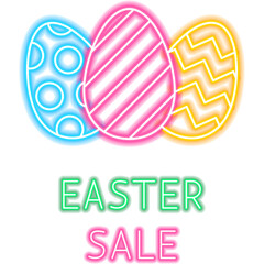 Easter Sale Neon Label. Illustration of Religious Holiday Typography Text. Seasonal Greetings Icon.